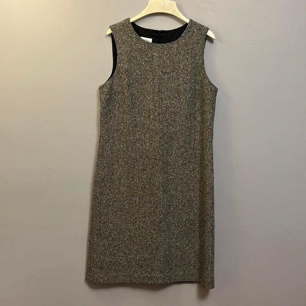 Vintage Laura Ashley Wool Blend Gray Shift Winter Dress Size 8